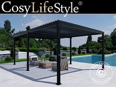Gazebo pergola bioclimatico Monterey S2, 4x6m, Nero