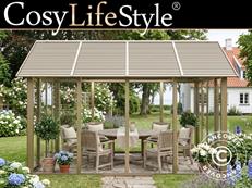 Gazebo San Clemente w/metal roof and polycarbonate sidewalls, 3x4 m, Brass