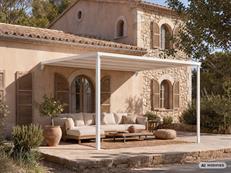 Patio Cover, wall-mounted pergola Santa Ynez, 4x3 m, White/Beige