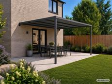 Patio Cover, wall-mounted pergola Santa Ynez, 4x4 m, Black/Dark Grey