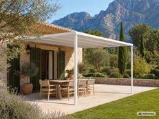 Patio Cover, wall-mounted pergola Santa Ynez, 4x4 m, White/Beige