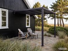Patio Cover, wall-mounted pergola Santa Ynez, 3x3 m, Black/Dark Grey