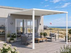 Patio Cover, wall-mounted pergola Santa Ynez, 3x3 m, White/Beige