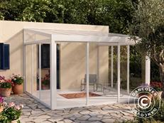 Jardim de Inverno San Pablo Alu+ com janelas + portas de correr, 4x4m, Branco