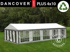Carpa para fiestas PLUS 4x10m PE 700, Gris/Blanco