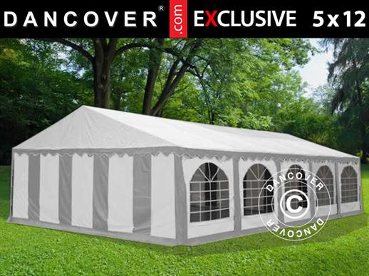 Tente de réception Exclusive 5x12m PVC, Gris/Blanc Tente de réception Exclusive 5x12m PVC, Gris/Blanc