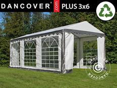 Tente de réception PLUS 3x6m PE 700, Gris/Blanc