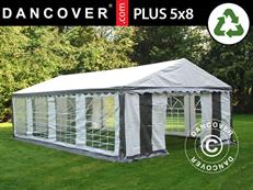 Tente de réception PLUS 5x8m PE 700, Gris/Blanc