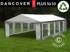Tente de réception PLUS 5x10m PE 700, Gris/Blanc