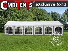 Carpa para fiestas, Exclusive CombiTents® 900 6x12m, 4 en 1, Blanco/Gris