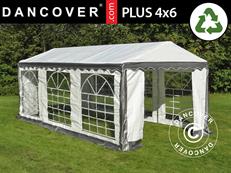 Tente de réception PLUS 4x6m PE 700, Gris/Blanc