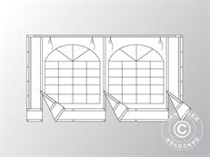 Mur d’extrémité avec grande fenêtre et porte large, 4 m, PVC, blanc/gris