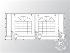 Mur d’extrémité avec grande fenêtre et porte large, 5 m, PVC, blanc/gris