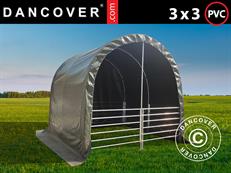 Abri pour bétail 3x3x2,8m, PVC, Vert