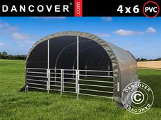 Abri pour bétail 4x6x2,4m, PVC, Vert