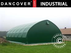 Tenda galpão, armazém agrícola 9x15x4,42m c/portão deslizante, PVC, Verde