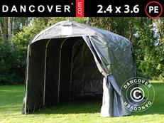 Tente de stockage PRO 2,4x3,6x2,34m PE, Gris