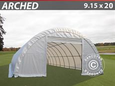 Tunnel agricole, 9,15×20×4,5m, PVC, blanc