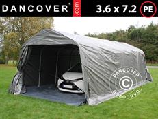 Tenda garage PRO 3,6x7,2x2,68m PE con copertura del terreno, Grigio