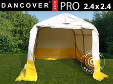Tente de stockage PRO 2,4x2,4x2m, PVC, blanc/jaune, retardateur de flammes