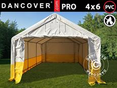 Tente de stockage PRO 4x6m, PVC, blanc/jaune, retardateur de flammes