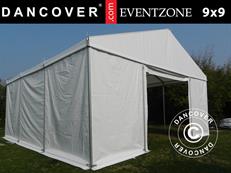 Tenda magazzino professionale EventZone 9x9m PVC, Bianco
