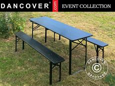 Ensemble table et chaises de brasserie PRO 200x60x78cm, Noir