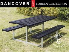 Table de pique-nique, 1,4x1,75x0,72m, Noir