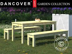 Ensemble table et banc en bois, 0,74x1,8x0,75m, Naturel