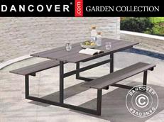 Table de pique-nique, bois non ligneux, 1,75x1,5m, Noir/Anthracite
