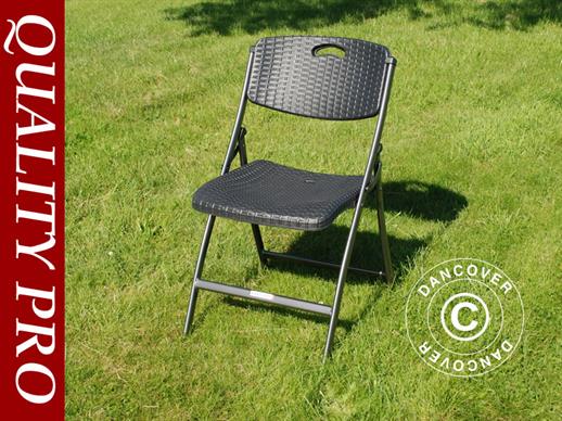 Chaise pliante en imitation rotin 48x57x83cm, Noir, 4 pcs Chaise pliante en imitation rotin 48x57x83cm, Noir, 4 pcs