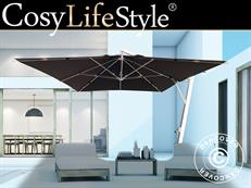 Zwevende parasol Antigua, 3x4m, Zwart