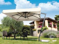 Zwevende parasol Napoli Braccio met volant 3x4m, Ecru