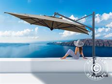 Zwevende parasol Galileo Dark, 3,5x3,5m, Grijs taupe