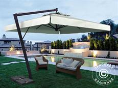 Parasol déporté Leonardo Braccio avec cantonnière, 3x4m, Écru