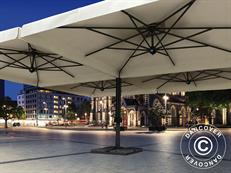 Parasol déporté Alu Poker avec cantonnière, 4-double, 6x6m, Écru