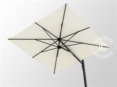 Parasol en porte-à-faux avec pied, Galaxia Astro Carbon, 3x3m, écru