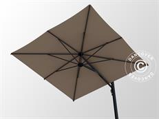Parasol en porte-à-faux avec pied, Galaxia Astro Carbon, 3x3m, gris taupe