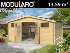 Holzschuppen, Gartenhaus Sandvika 4,8x2,92x2,45m, 28mm, 13,59m², Natur