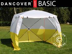 Tente de chantier, FleXshelter Basic, 1,8x1,8x2m, Ignifuge, Jaune/Blanc