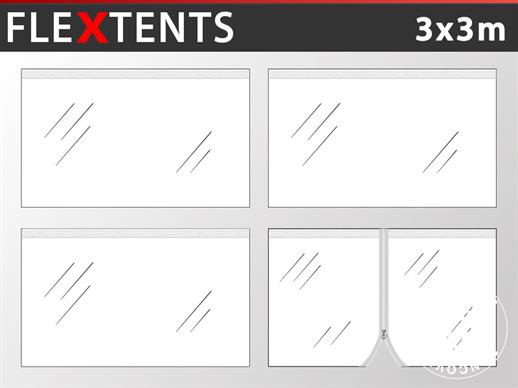 Zestaw ścian bocznych dla Namiot ekspresowy FleXtents 3x3m, Przezroczysty