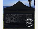 Zijwand met panoramaraam voor FleXtents, 3m, Zwart