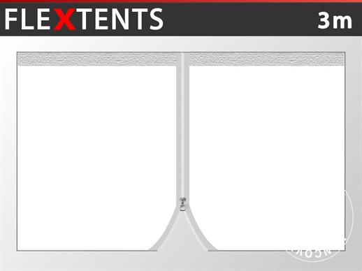 Seitenwand mit Reißverschluss für FleXtents, 3m, Weiß