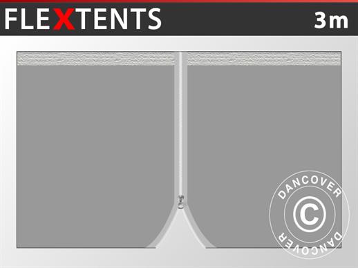 Paroi latérale avec fermeture éclaire pour FleXtents, 3m, Gris