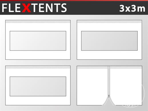 Šoninės sienelės rinkinys FleXtents 3x3m, Baltos