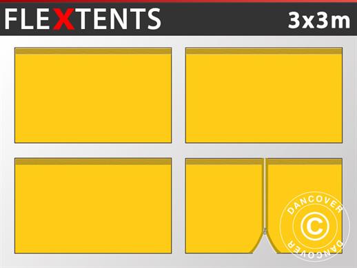 Seitenwand-Set für das Faltzelt FleXtents 3x3m, Gelb