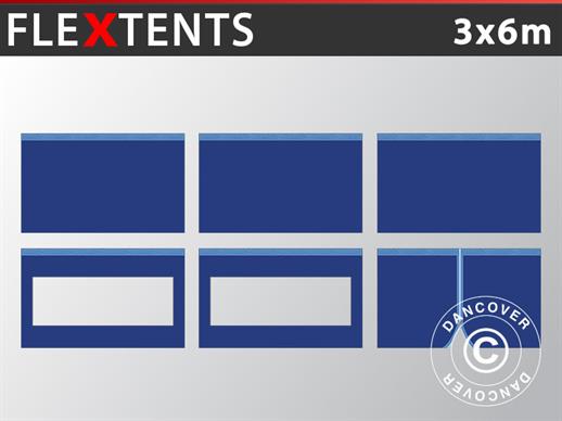 Seitenwand-Set für das Faltzelt FleXtents 3x6m, Dunkeblau