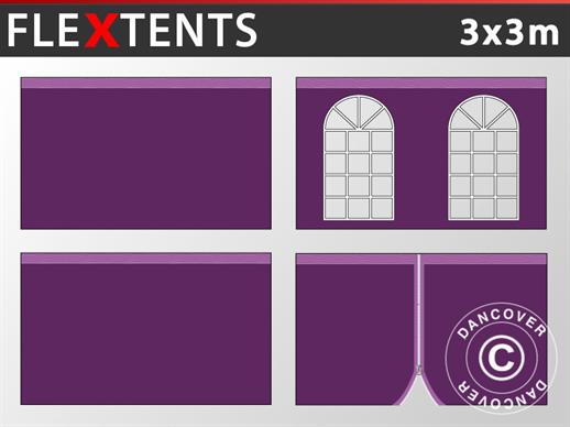 Kit de parede lateral para Tenda Dobrável FleXtents Vintage 3x3m, Roxo