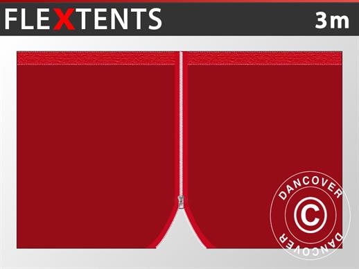 Pared lateral con cremallera para FleXtents, 3m, Rojo