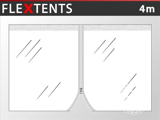 Sidovägg m/ blixtlås för FleXtents, 4m, Transparent